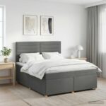 vidaXL Posteľ boxspring s matracom Tmavosivá 180 x 200 cm Látka – Obrázok 11