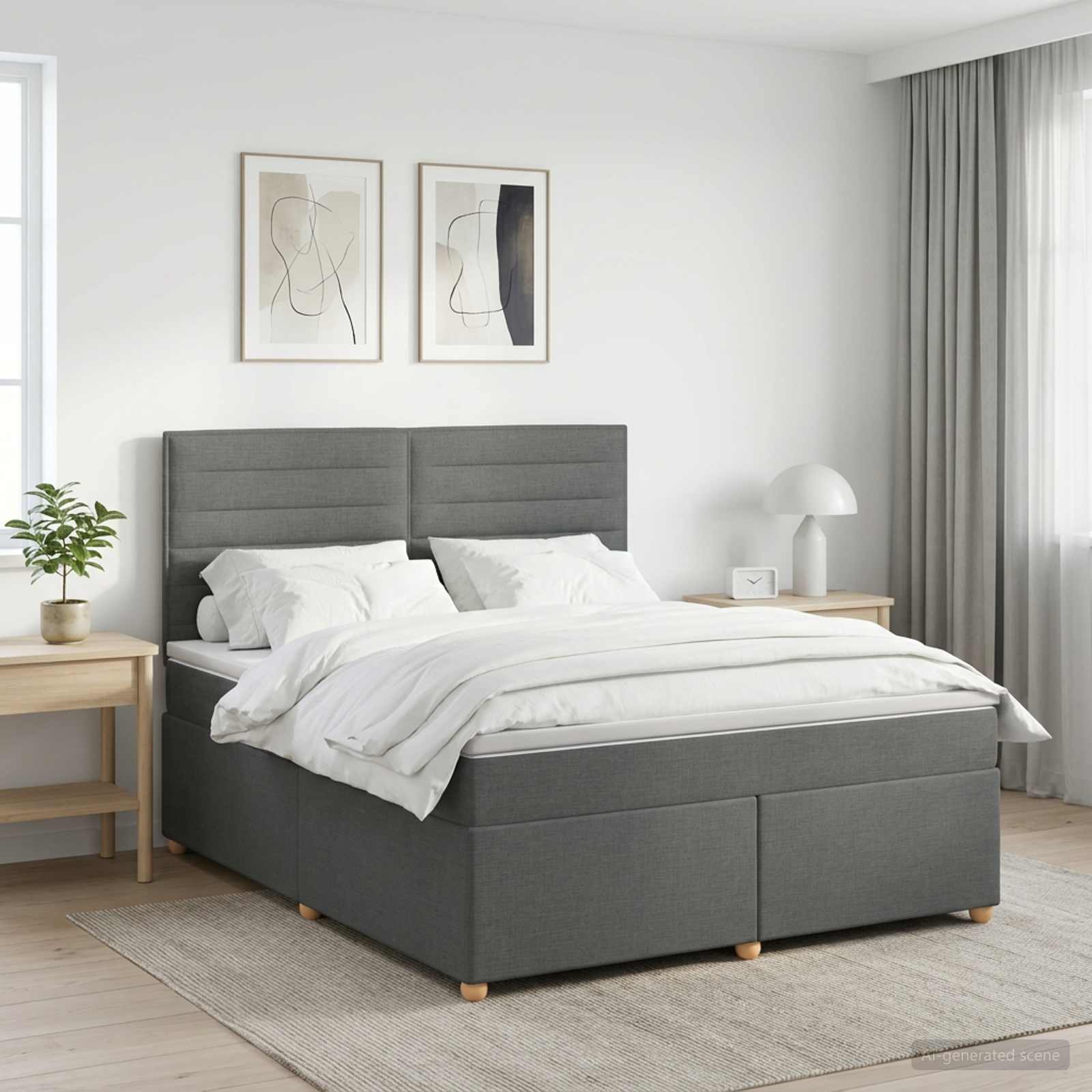 3453936_1.jpg vidaXL Posteľ boxspring s matracom Tmavosivá 180 x 200 cm Látka – Obrázok 1