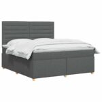 vidaXL Posteľ boxspring s matracom Tmavosivá 180 x 200 cm Látka – Obrázok 2