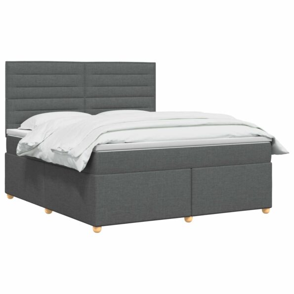 vidaXL Posteľ boxspring s matracom Tmavosivá 180 x 200 cm Látka – Obrázok 2