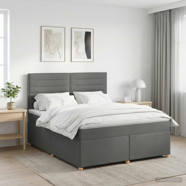 vidaXL Posteľ boxspring s matracom Tmavosivá 180 x 200 cm Látka – Obrázok 12