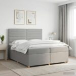 vidaXL Posteľ boxspring s matracom Svetlosivá 200 x 200 cm Látka – Obrázok 11