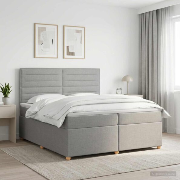 vidaXL Posteľ boxspring s matracom Svetlosivá 200 x 200 cm Látka – Obrázok 11