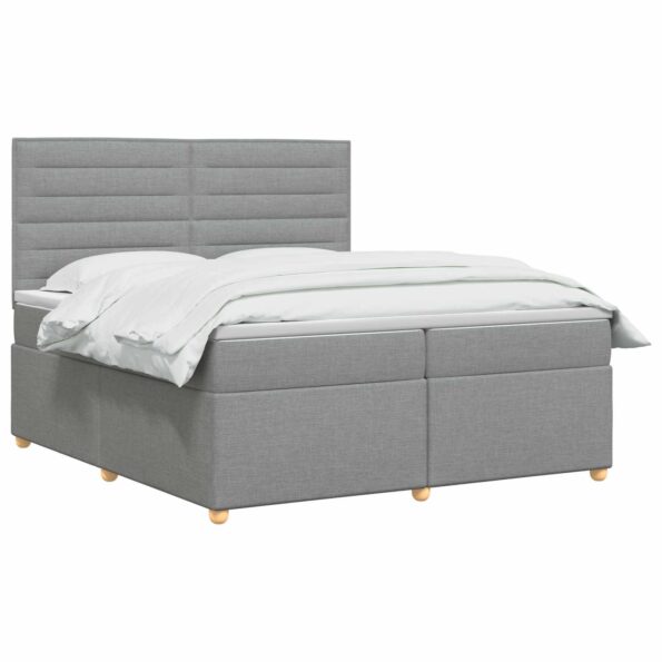 vidaXL Posteľ boxspring s matracom Svetlosivá 200 x 200 cm Látka – Obrázok 2
