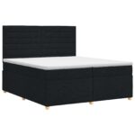 vidaXL Posteľ boxspring s matracom Čierna 200 x 200 cm Látka – Obrázok 2