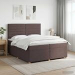 vidaXL Posteľ boxspring s matracom Tmavohnedá 200 x 200 cm Látka – Obrázok 11