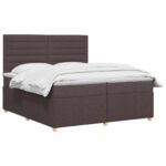 vidaXL Posteľ boxspring s matracom Tmavohnedá 200 x 200 cm Látka – Obrázok 2