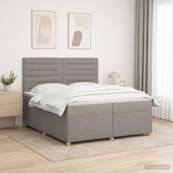 vidaXL Posteľ boxspring s matracom Sivohnedá 200 x 200 cm Látka – Obrázok 11