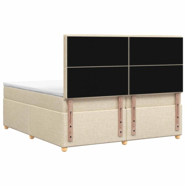 vidaXL Posteľ boxspring s matracom Krémová 200 x 200 cm Látka – Obrázok 7