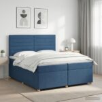 vidaXL Posteľ boxspring s matracom Modrá 200 x 200 cm Látka