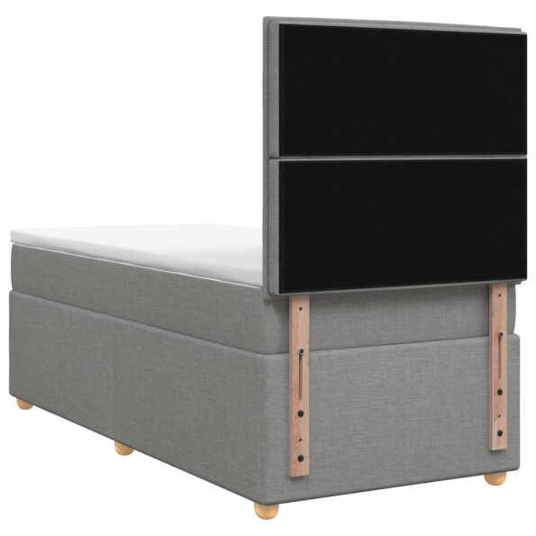 vidaXL Posteľ boxspring s matracom Svetlosivá Jednoduchý Látka – Obrázok 8