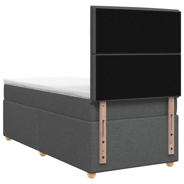 vidaXL Posteľ boxspring s matracom Tmavosivá Jednoduchý Látka – Obrázok 7