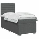 vidaXL Posteľ boxspring s matracom Tmavosivá 90 x 190 cm Látka – Obrázok 2