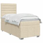 vidaXL Posteľ boxspring s matracom Krémová 90 x 200 cm Látka – Obrázok 2