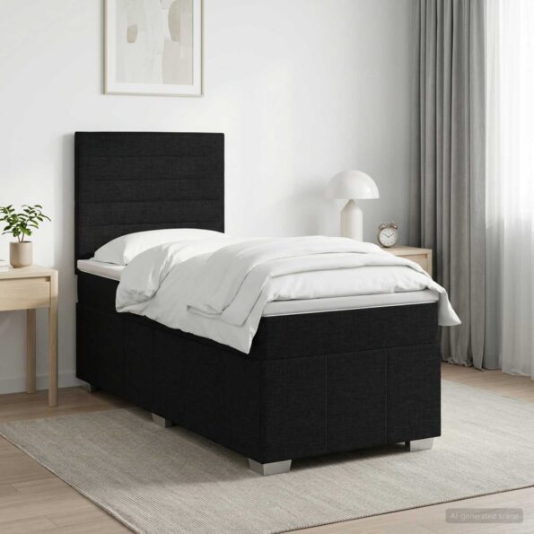 vidaXL Posteľ boxspring s matracom Čierna 100 x 200 cm Látka – Obrázok 11