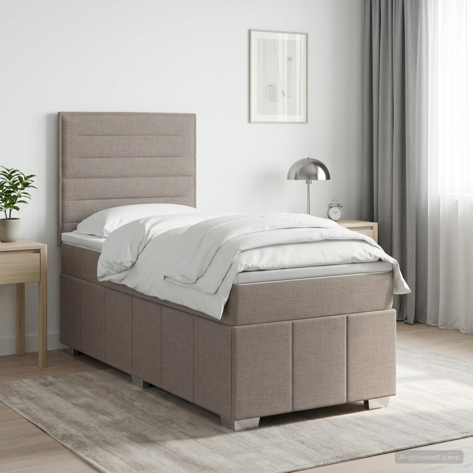 3454068_1.jpg vidaXL Posteľ boxspring s matracom Sivohnedá 100 x 200 cm Látka – Obrázok 1