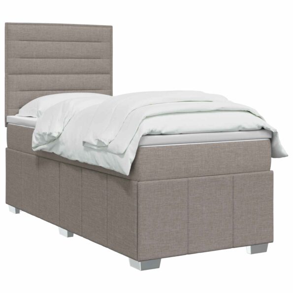vidaXL Posteľ boxspring s matracom Sivohnedá 100 x 200 cm Látka – Obrázok 2