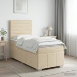 vidaXL Posteľ boxspring s matracom Krémová 100 x 200 cm Látka