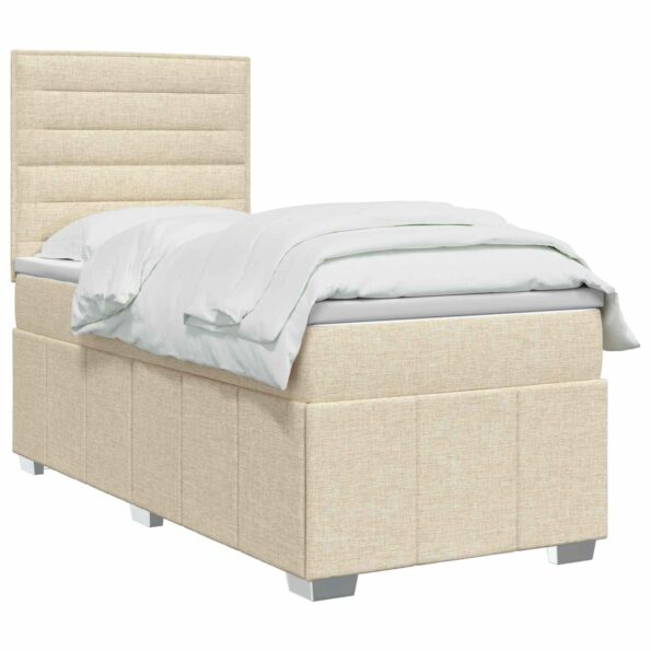 vidaXL Posteľ boxspring s matracom Krémová 100 x 200 cm Látka – Obrázok 2