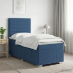 vidaXL Posteľ boxspring s matracom Modrá 100 x 200 cm Látka