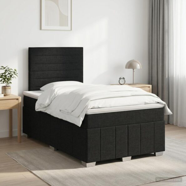 vidaXL Posteľ boxspring s matracom Čierna 120 x 190 cm Látka – Obrázok 11