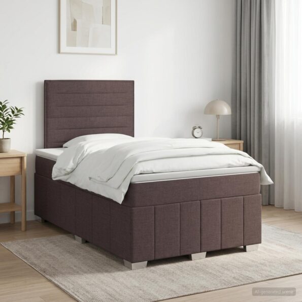 vidaXL Posteľ boxspring s matracom Tmavohnedá 120 x 190 cm Látka – Obrázok 11