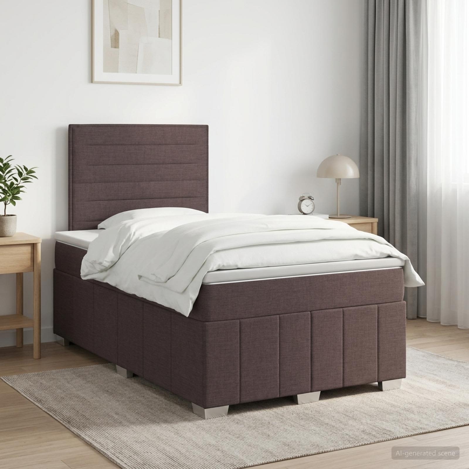 3454088_1.jpg vidaXL Posteľ boxspring s matracom Tmavohnedá 120 x 190 cm Látka – Obrázok 1