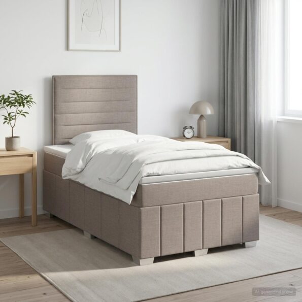 vidaXL Posteľ boxspring s matracom Sivohnedá 120 x 190 cm Látka – Obrázok 11
