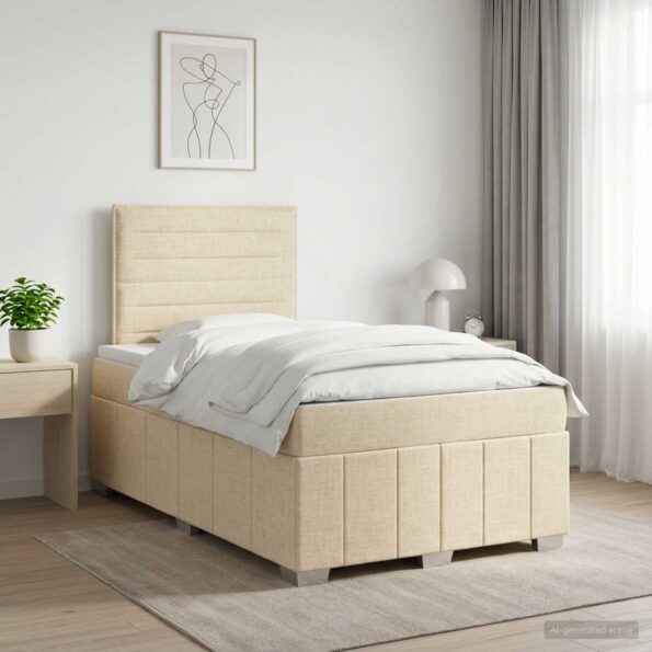 vidaXL Posteľ boxspring s matracom Krémová 120 x 190 cm Látka – Obrázok 11