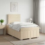 vidaXL Posteľ boxspring s matracom Krémová 120 x 190 cm Látka