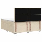 vidaXL Posteľ boxspring s matracom Krémová 140 x 200 cm Látka – Obrázok 7