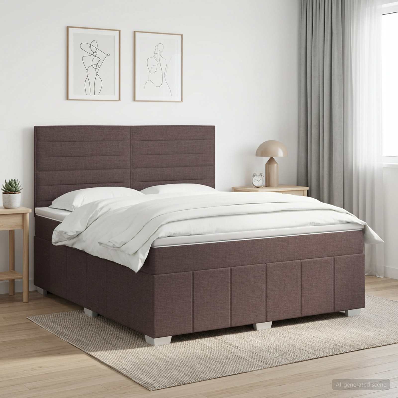 3454172_1.jpg vidaXL Posteľ boxspring s matracom Tmavohnedá 160 x 200 cm Látka – Obrázok 1