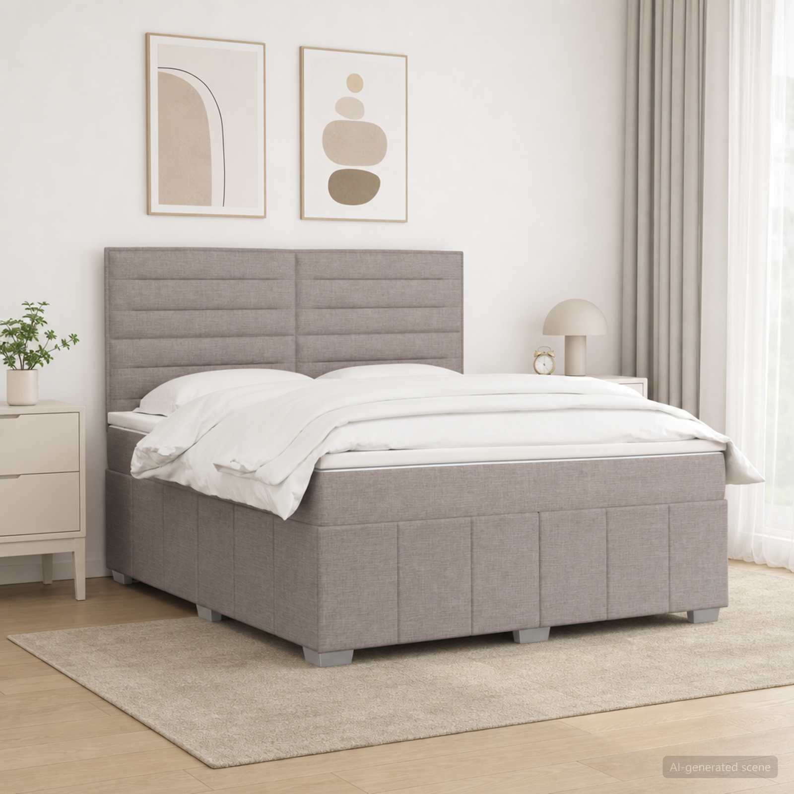 3454173_1.jpg vidaXL Posteľ boxspring s matracom Sivohnedá 160 x 200 cm Látka – Obrázok 1