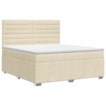 vidaXL Posteľ boxspring s matracom Krémová 160 x 200 cm Látka – Obrázok 2