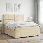 vidaXL Posteľ boxspring s matracom Krémová 160 x 200 cm Látka