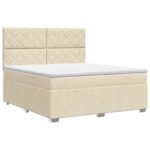 vidaXL Posteľ boxspring s matracom Krémová 160 x 200 cm Látka – Obrázok 2