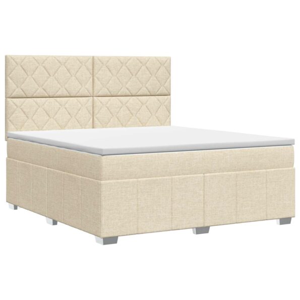 vidaXL Posteľ boxspring s matracom Krémová 160 x 200 cm Látka – Obrázok 2