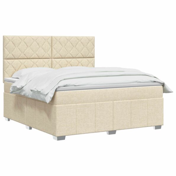 vidaXL Posteľ boxspring s matracom Krémová 160 x 200 cm Látka – Obrázok 3