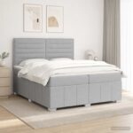vidaXL Posteľ boxspring s matracom Svetlosivá 200 x 200 cm Látka – Obrázok 11
