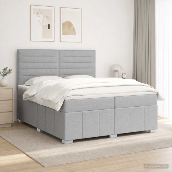 vidaXL Posteľ boxspring s matracom Svetlosivá 200 x 200 cm Látka – Obrázok 11
