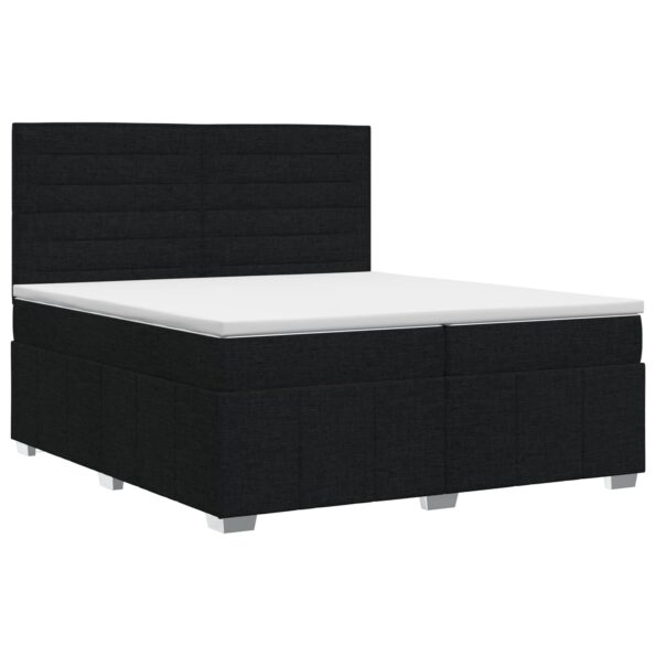 vidaXL Posteľ boxspring s matracom Čierna 200 x 200 cm Látka – Obrázok 2