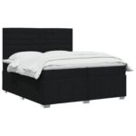 vidaXL Posteľ boxspring s matracom Čierna 200 x 200 cm Látka – Obrázok 3
