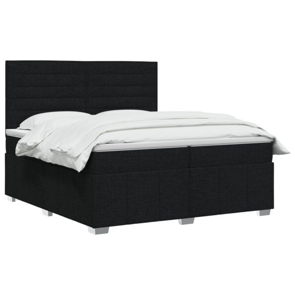 vidaXL Posteľ boxspring s matracom Čierna 200 x 200 cm Látka – Obrázok 3
