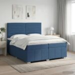 vidaXL Posteľ boxspring s matracom Modrá 200 x 200 cm Látka