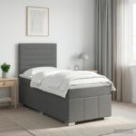 vidaXL Posteľ boxspring s matracom Tmavosivá Jednoduchý Látka – Obrázok 11