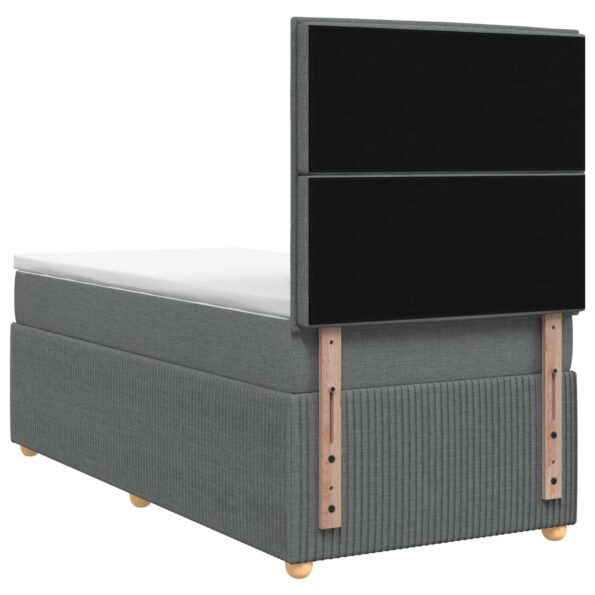 vidaXL Posteľ boxspring s matracom Tmavosivá Jednoduchý Látka – Obrázok 7