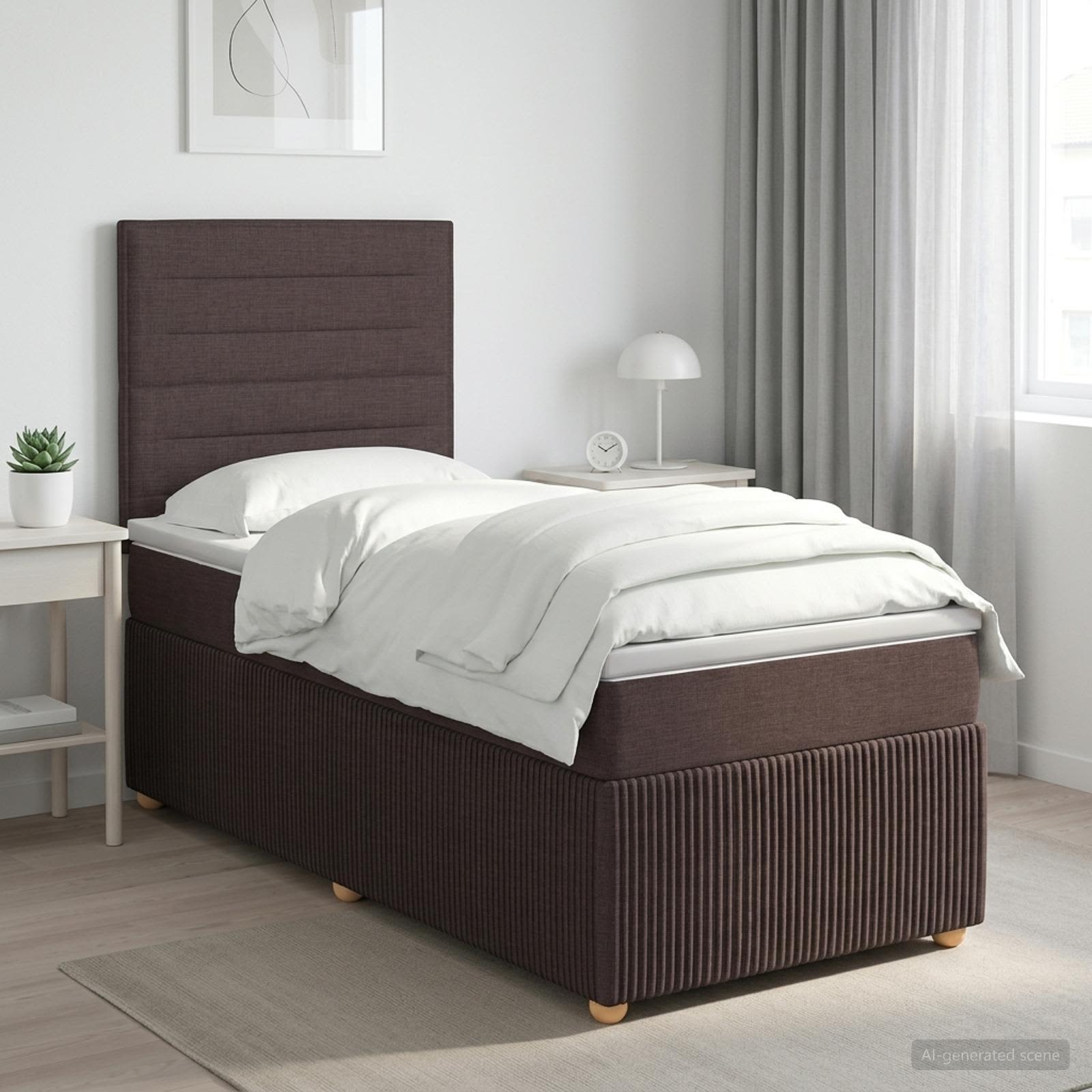 3454259_1.jpg vidaXL Posteľ boxspring s matracom Tmavohnedá 80 x 200 cm Látka – Obrázok 1