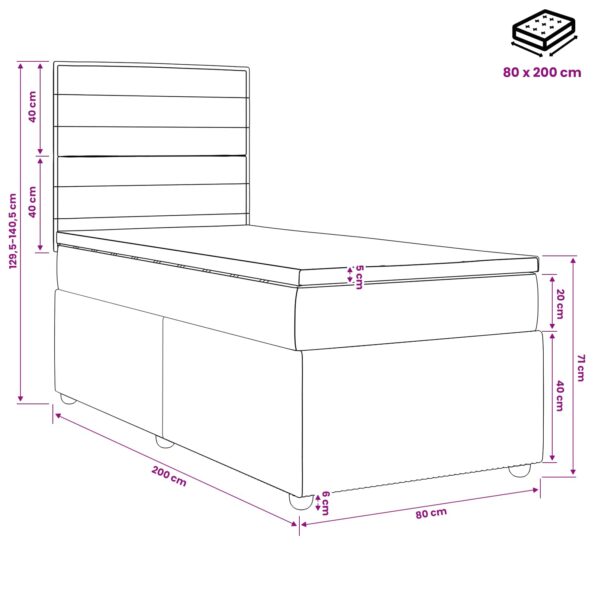 vidaXL Posteľ boxspring s matracom Krémová 80 x 200 cm Látka – Obrázok 11
