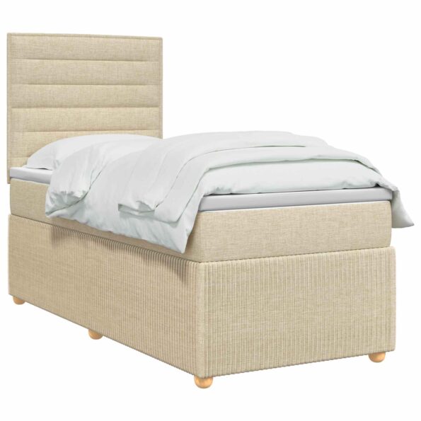 vidaXL Posteľ boxspring s matracom Krémová 80 x 200 cm Látka – Obrázok 3