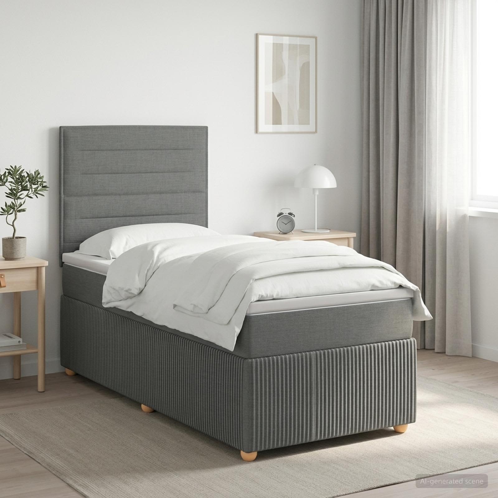 3454278_1.jpg vidaXL Posteľ boxspring s matracom Tmavosivá 90 x 190 cm Látka – Obrázok 1